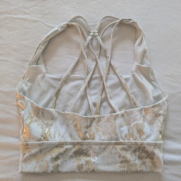 BuffBunny Gold and White Strappy Sports Bra Size Medium - Picture 4 of 4